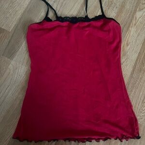 Maidenform Red Camisole with Black Lace Trim